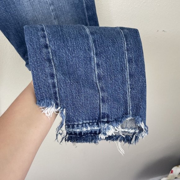 FRAME Le Original Wetherly Mix Distressed Denim Rigid Straight Leg Jeans Size 27 - Picture 5 of 11